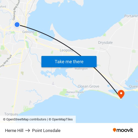 Herne Hill to Point Lonsdale map