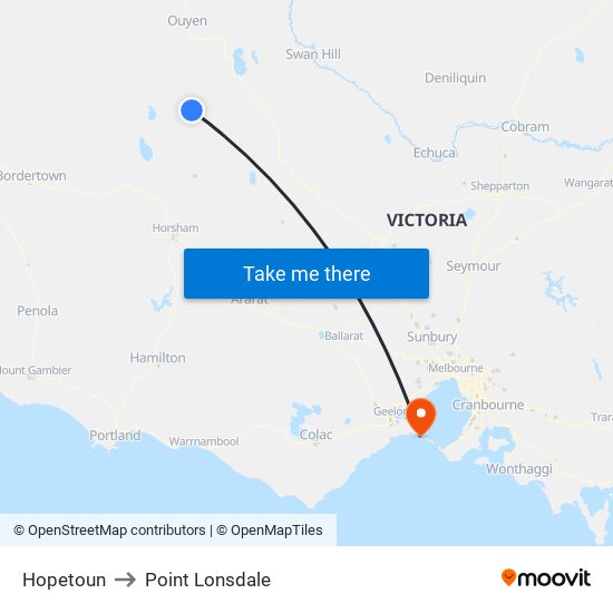 Hopetoun to Point Lonsdale map