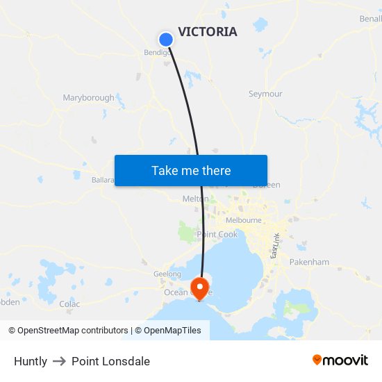 Huntly to Point Lonsdale map