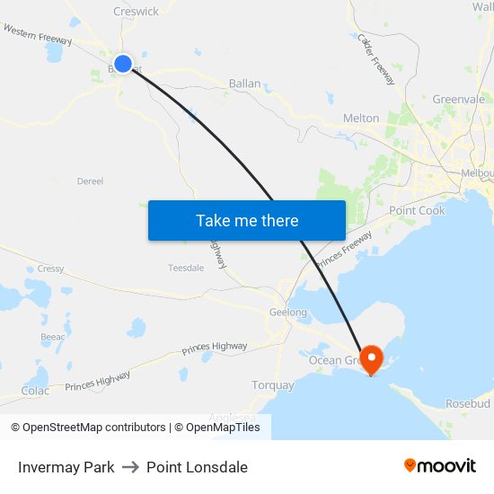 Invermay Park to Point Lonsdale map