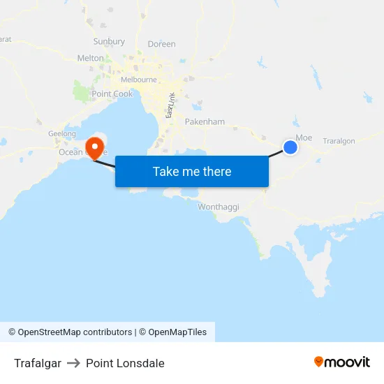 Trafalgar to Point Lonsdale map