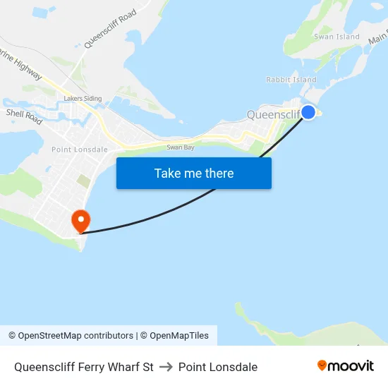 Queenscliff Ferry Wharf St to Point Lonsdale map