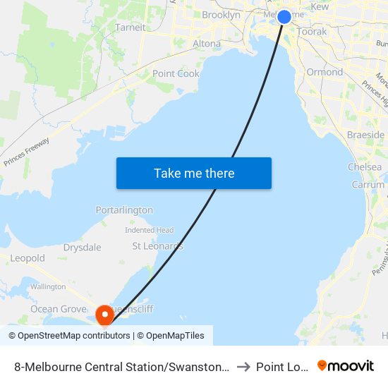 8-Melbourne Central Station/Swanston St (Melbourne City) to Point Lonsdale map