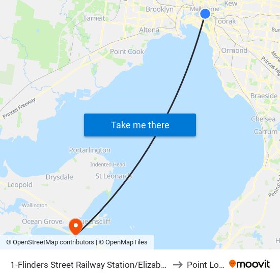 1-Flinders Street Railway Station/Elizabeth St (Melbourne City) to Point Lonsdale map