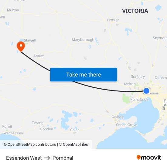 Essendon West to Pomonal map
