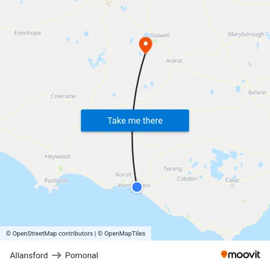 Allansford to Pomonal map