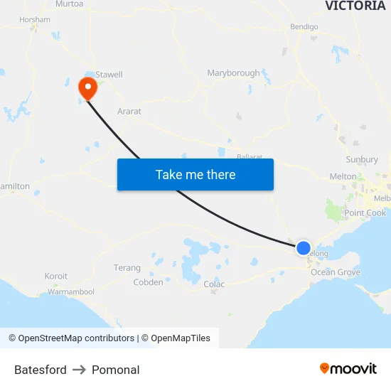 Batesford to Pomonal map