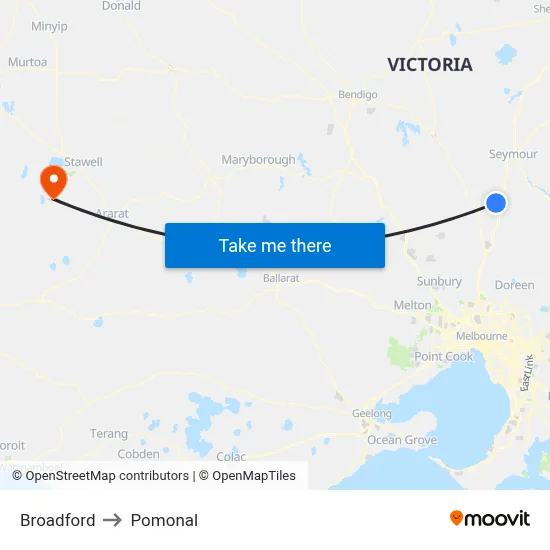 Broadford to Pomonal map
