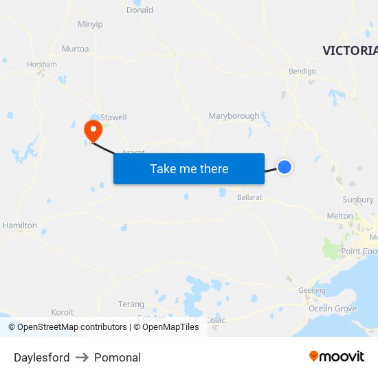 Daylesford to Pomonal map