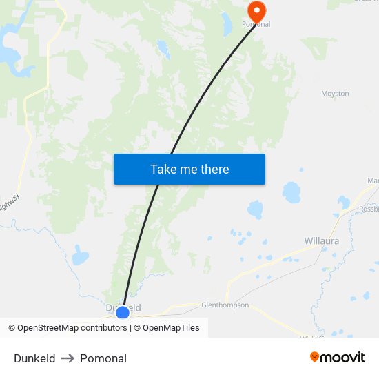 Dunkeld to Pomonal map