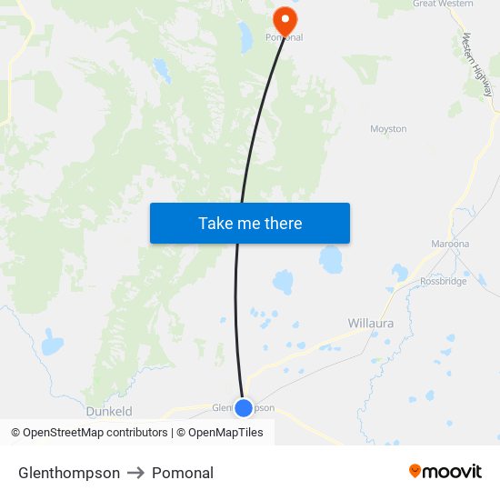 Glenthompson to Pomonal map