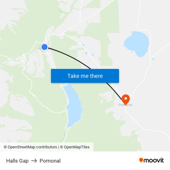 Halls Gap to Pomonal map