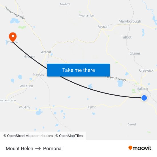 Mount Helen to Pomonal map