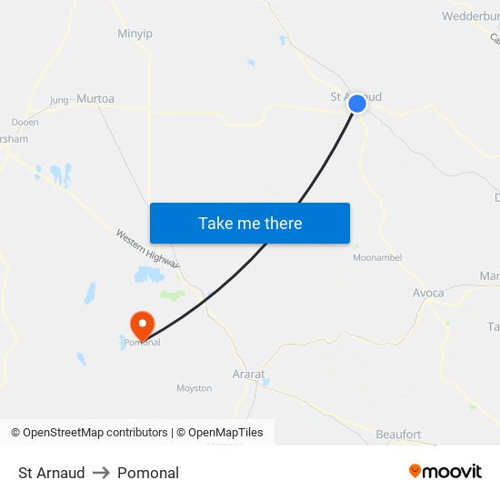 St Arnaud to Pomonal map