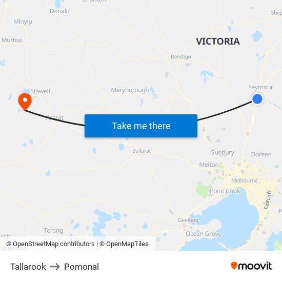 Tallarook to Pomonal map