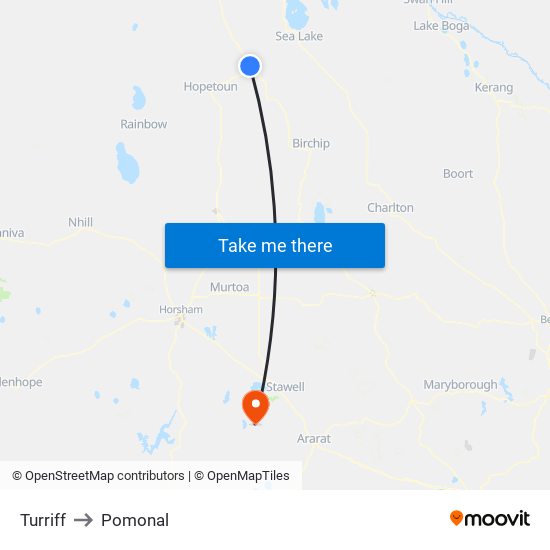 Turriff to Pomonal map