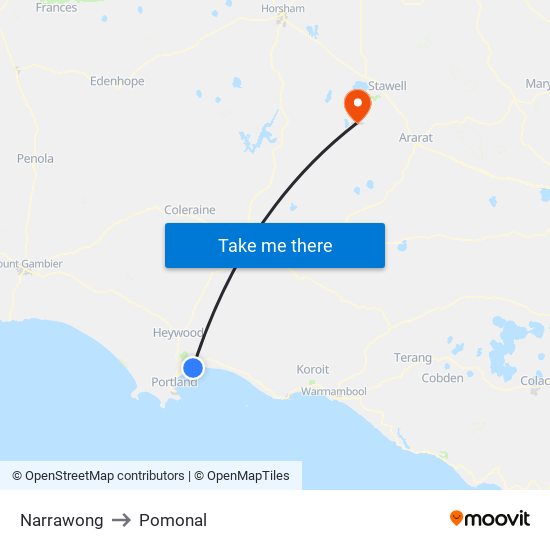 Narrawong to Pomonal map