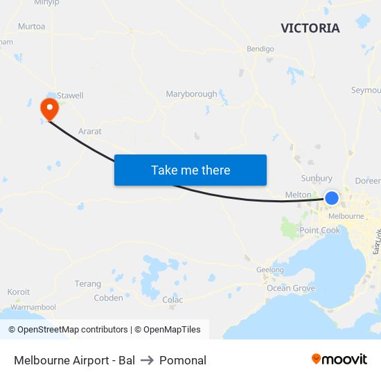 Melbourne Airport - Bal to Pomonal map