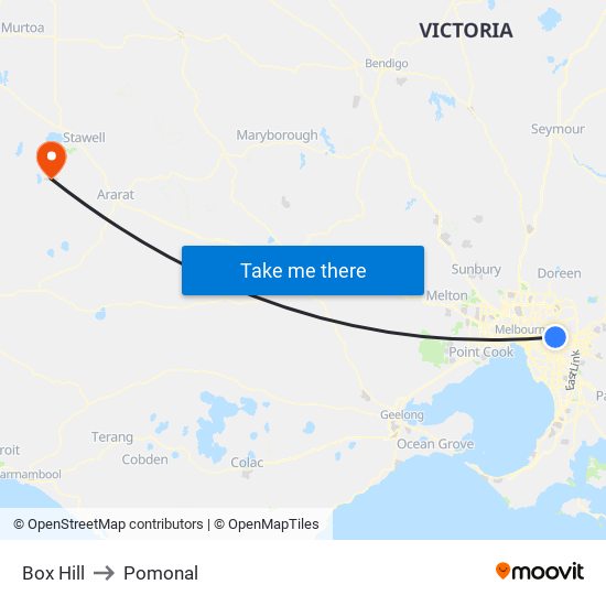 Box Hill to Pomonal map