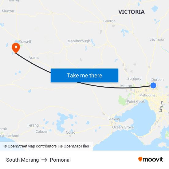 South Morang to Pomonal map