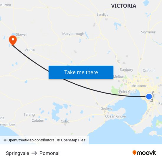 Springvale to Pomonal map