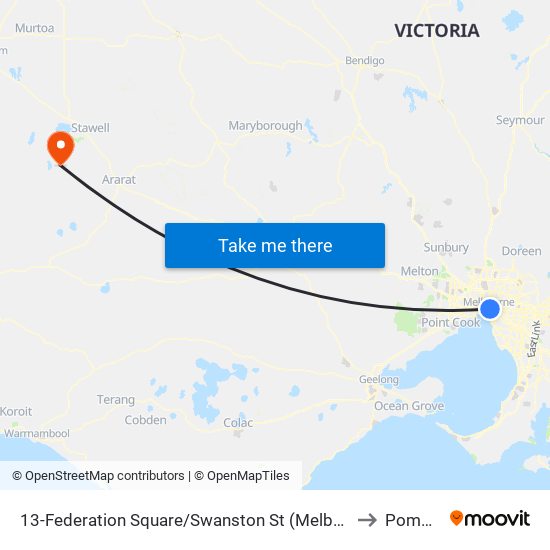 13-Federation Square/Swanston St (Melbourne City) to Pomonal map