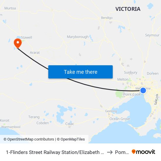 1-Flinders Street Railway Station/Elizabeth St (Melbourne City) to Pomonal map