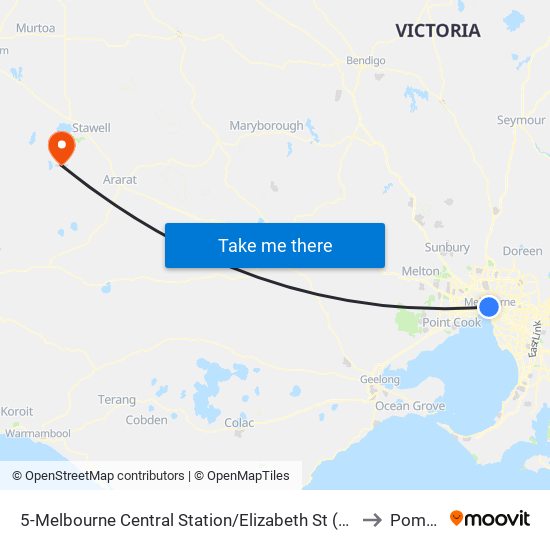 5-Melbourne Central Station/Elizabeth St (Melbourne City) to Pomonal map