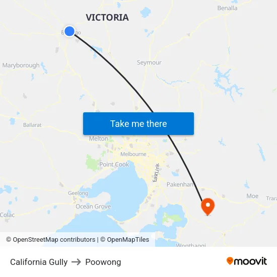 California Gully to Poowong map