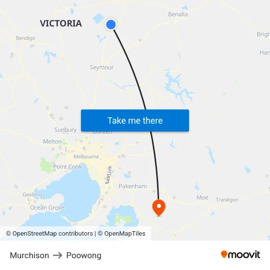 Murchison to Poowong map