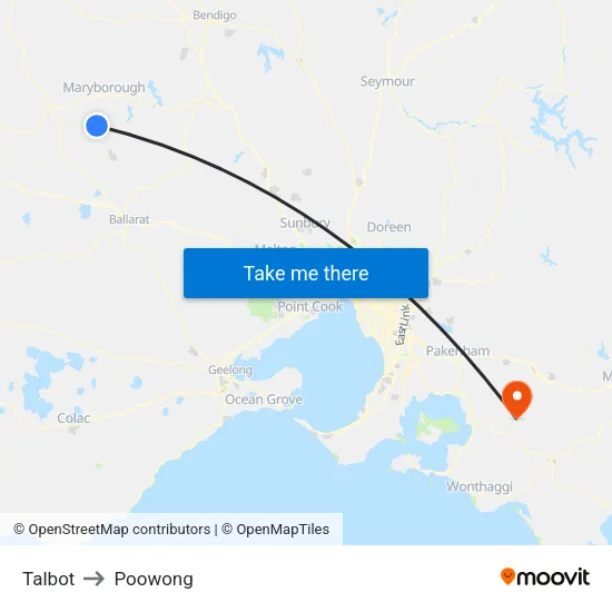 Talbot to Poowong map