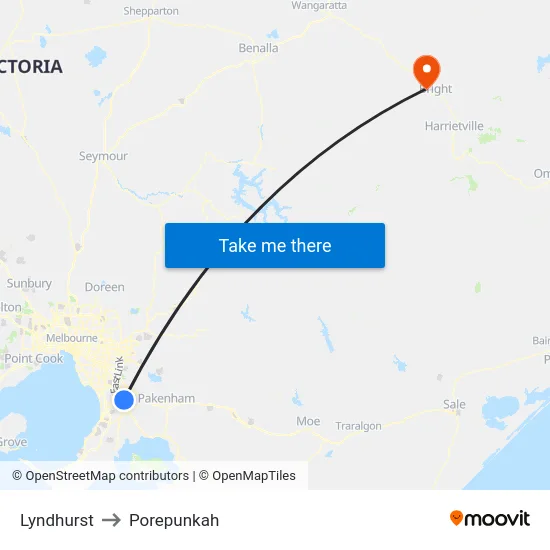 Lyndhurst to Porepunkah map
