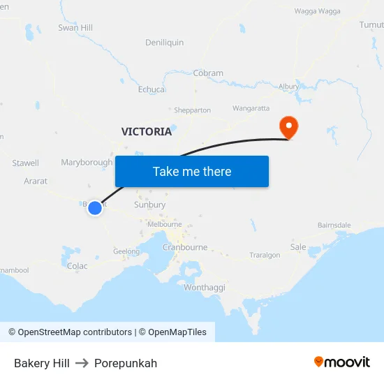Bakery Hill to Porepunkah map