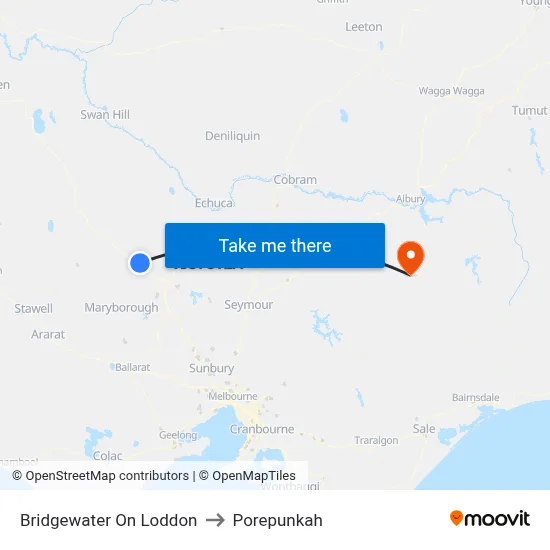 Bridgewater On Loddon to Porepunkah map