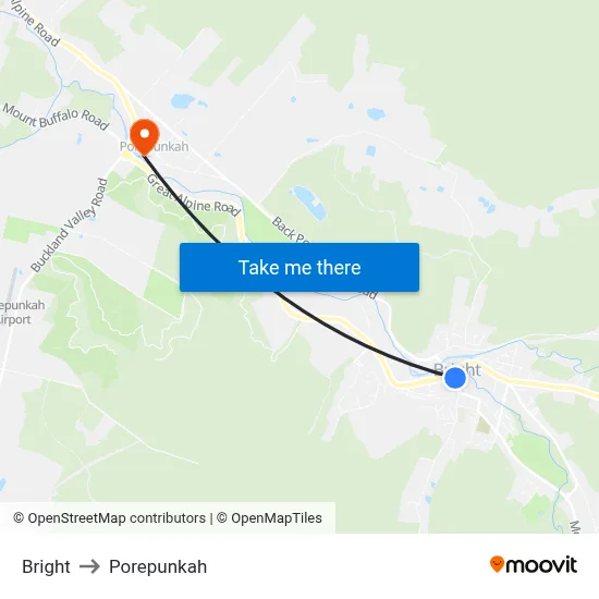 Bright to Porepunkah map