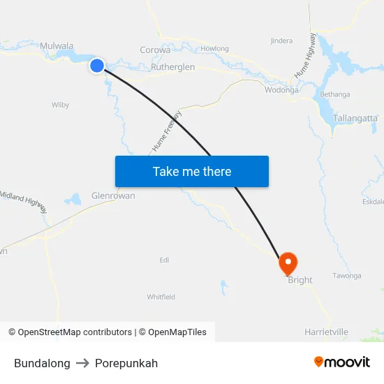 Bundalong to Porepunkah map