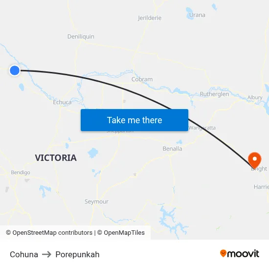 Cohuna to Porepunkah map