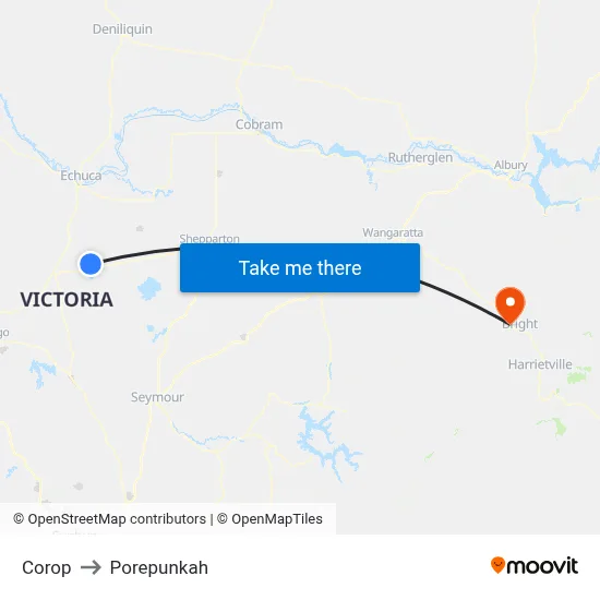 Corop to Porepunkah map