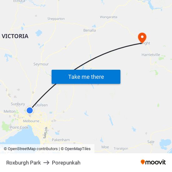 Roxburgh Park to Porepunkah map