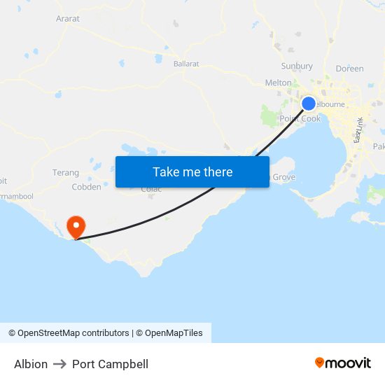 Albion to Port Campbell map