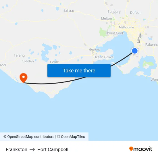 Frankston to Port Campbell map