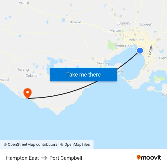 Hampton East to Port Campbell map