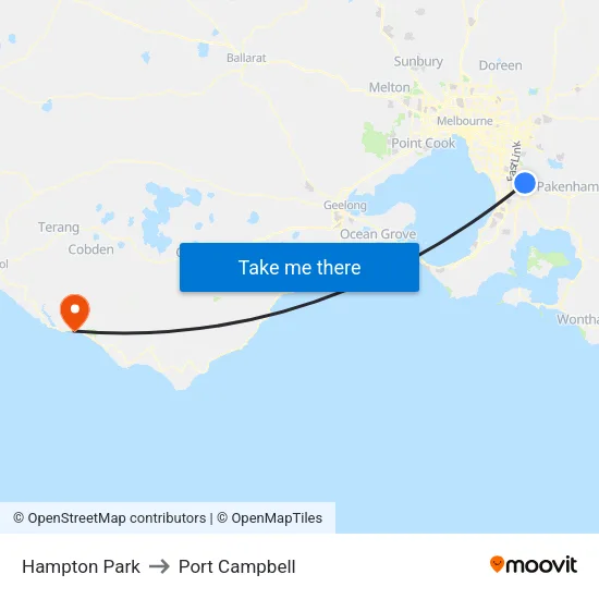 Hampton Park to Port Campbell map