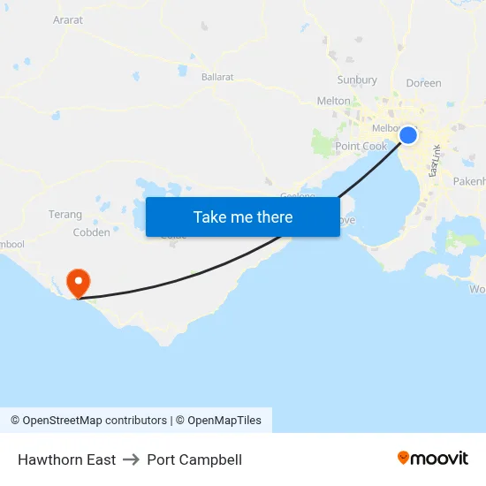 Hawthorn East to Port Campbell map