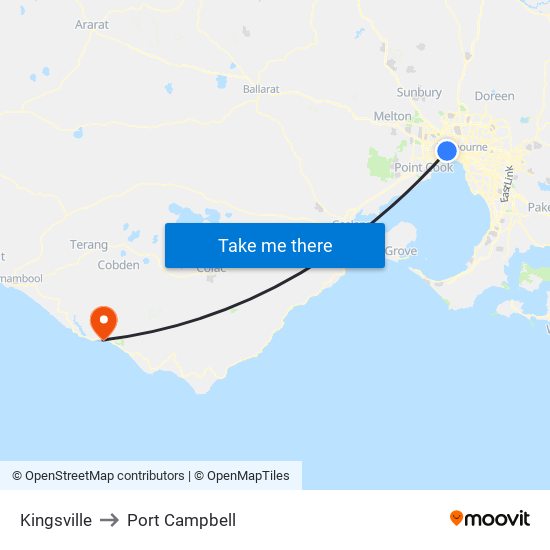 Kingsville to Port Campbell map