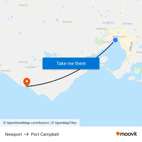 Newport to Port Campbell map