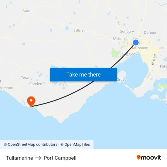 Tullamarine to Port Campbell map