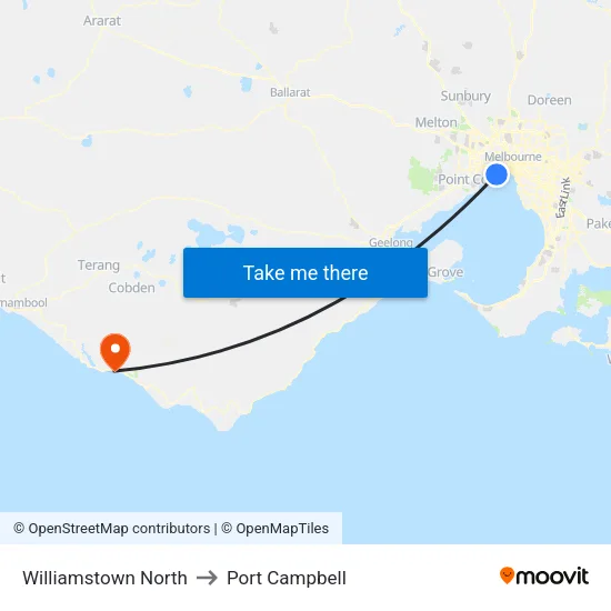 Williamstown North to Port Campbell map