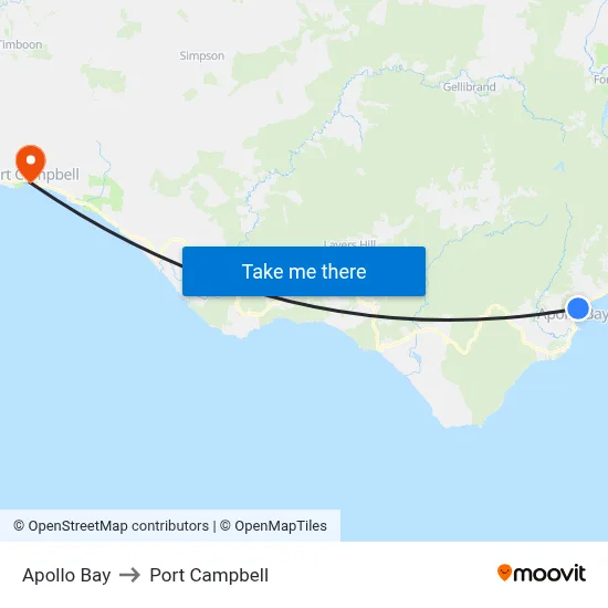 Apollo Bay to Port Campbell map