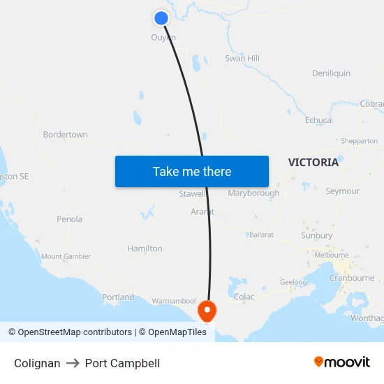 Colignan to Port Campbell map